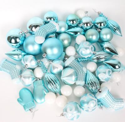 China 52pcs Christmas Plastic Shatterproof Ornament Plastic Balls 3cm to 8cm Christmas Tree Balls for sale