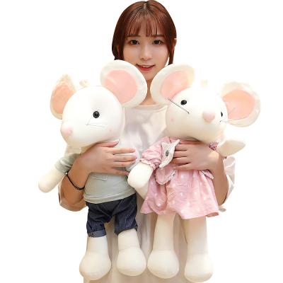 China MIN JUN 2020 cute plush doll boy mouse with clothes and girl mouse with dress plush toy for sale