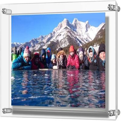 China Ultra-thin High Quality Clear Acrylic Wall Mount Floating Double Panel Picture Frames for sale