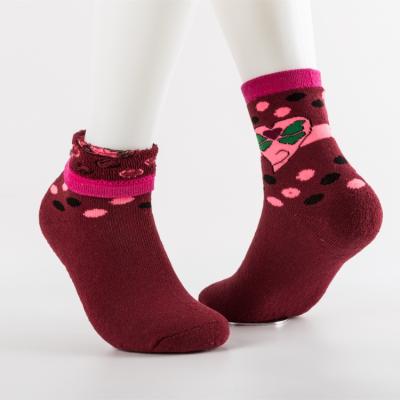 China 2020 New Design Antibacterial Women Winter Custom Cotton Dot Terry Socks for sale