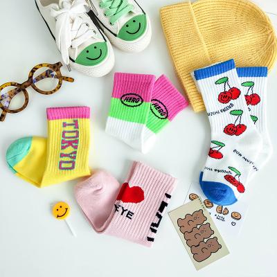 China Wholesale Autumn Fashion Trend Vivid Color Cartoon Antibacterial Children Socks Fruit Cherry Kids Cotton Socks for sale