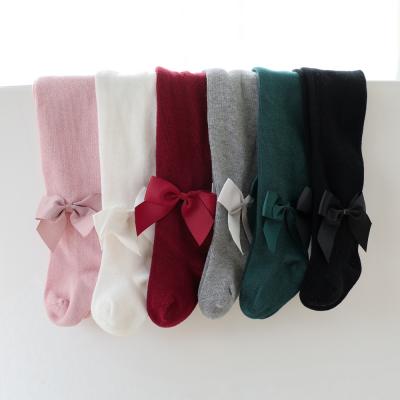 China QUICK DRY in stock Princess Bows Lovely Newborn pantyhose wholesale cotton knitted fancy baby pantyhose pantyhose for sale