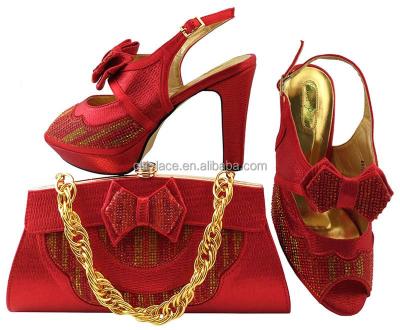 China SH069-1 African bridal shoes women shoes design high quality matching shoes and bag set with stones for sale