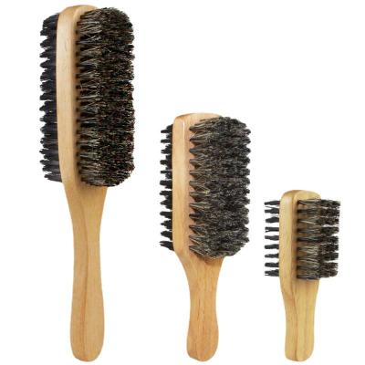 China Dampen European and American double-sided double-sided beard brush men's bristle beech wholesale cleaning brush for sale