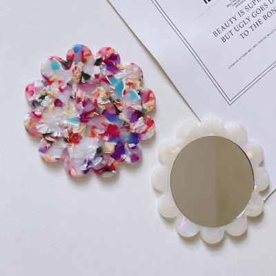 China INS factory wholesale lit rose princess hand mirror bracket mirror the sun mirror for sale