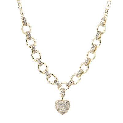 China FASHIONABLE South American Hot South American Heart-Shaped Necklace Factory Full Diamond Love Lock Fashion Jewelry Selling Wish Direct Selling for sale