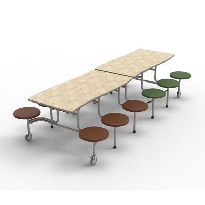 China Modern 12 Seats Wave Top Folding Dining Table For Canteen School for sale