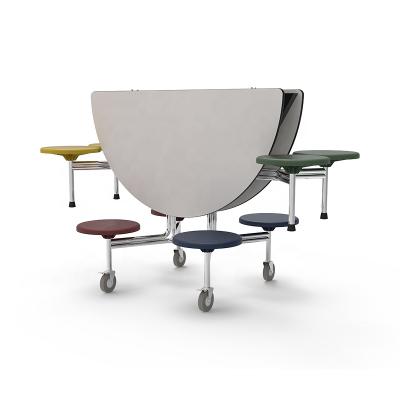 China Modern mobile school canteen table and chair with wheel for sale