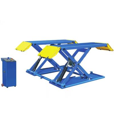 China Electric Car Mid Scissor Lift Low Rise Release Lock Rise Scissor Lift with Moving Kit 3000kg for sale