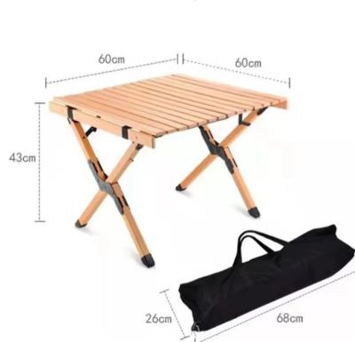 China Solid Wood Factory outdoor folding portable picnic Chicken rolls lightweight beech camping folding table ultralight table set for sale