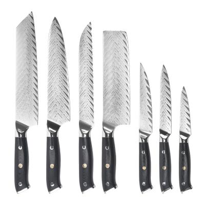 China Viable 67 Layer Damascus Chef Knife Set Damascus Professional Steel Restaurant Sharp Kitchen Knives Set With Handle The Group Of Ten for sale