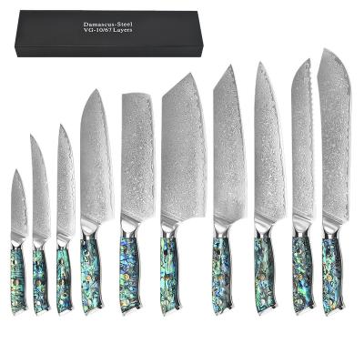 China Vegetable Fruit Serving Knife 10Pcs Chef's Knife Damascus Steel Kitchen Knives From China Chef Viable Bread Slicer for sale