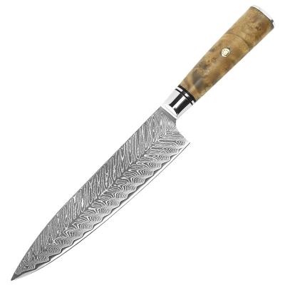 China Viable Factory Outlet 67 Layers Damascus Steel Fishbone Pattern Knife 8 Inch Chef Kitchen Knives With Resin Handle for sale