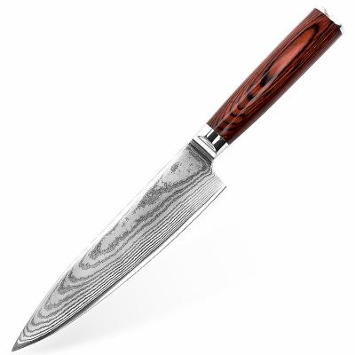 China 67 Layers Durable Damascus Pakka Sharp Universal Steel Wood Handle 8 Inch Damascus Chef Knife Kitchen for sale