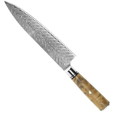 China HOT SALE Viable 8 Inch Damascus Steel Knife 67 Layers Restaurants Chef Knife Stabilized Wood Handle Kitchen Knives With Gift Box for sale