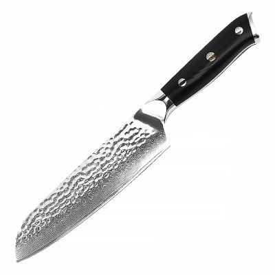 China 7 Inch Professional Kitchen Santoku Knives Damascus Steel Knives Inexpensive Chef Knife With Group Of Ten Handle for sale