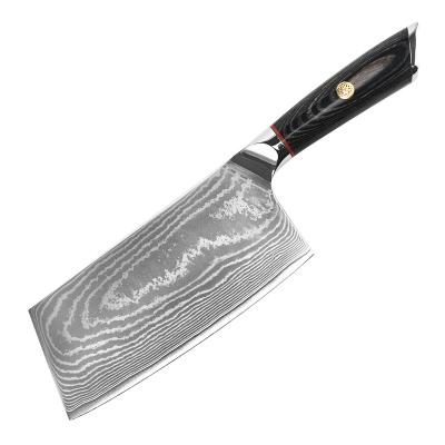 China 7 Inch High Quality Viable Vg10 67 Layers Damascus Cleaver Pakka Knife Handle Steel Wood Kitchen Knives For Kitchen Knives For for sale