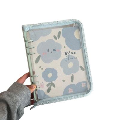 China A5 Popular Transparent Binder Spiral Soft Shell PVC Daisy Hole Loose-leaf Notebook Zipper Bag With 6 for sale