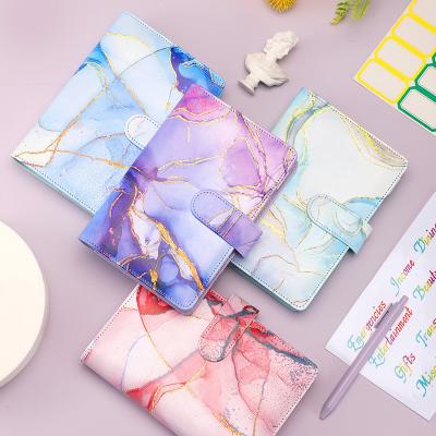 China Luxury A6 Hardcover Loose-leaf Marble PU Diary Budget Binder 6 Hole Ring Notebook Binder Set With Cash Leather Envelope for sale