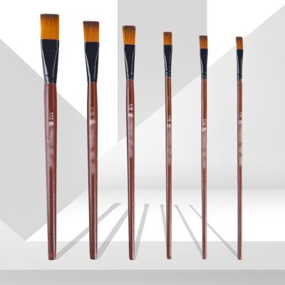 China High Quality 6pcs Art Nylon Flat Head Painting Wooden Paint Brush Set for Watercolor Acrylic Oil Painting for sale