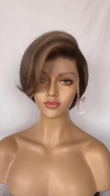 China 13x4 frontal lace wig short human hair wig piano color hair brazilian hair for black women for sale