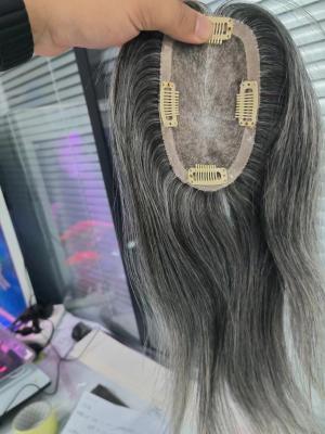 China Small size mono topper 100% human hair grey color women topper for hairloss for sale