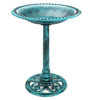 China 28 Inch Height Non-Automatic Light Weight Antique Outdoor Garden Pedestal Bird Bath Polyresin Gold for sale