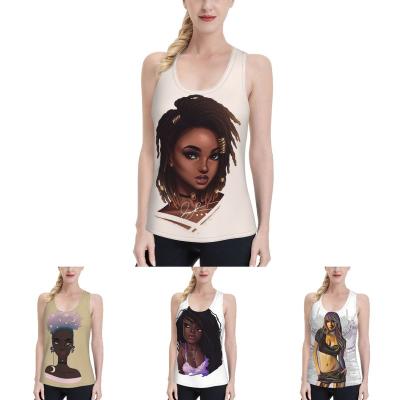 China Anti-pilling 2021 New African Women Vest Stretch Sports Vest Sports Casual Tee 3D Printed Women Vest for sale