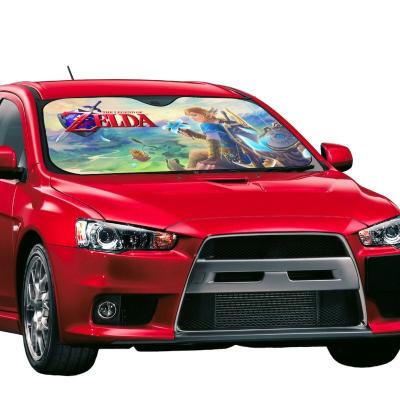 China Lowering zelda front windshield sunshade 2021 temperatures car custom zelda car interior polyester bubble aluminum front windshield sunshade for car for sale