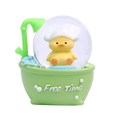 China Custom Wholesale Bathing Europe Duck Cute Snow Globe With Color Changing LED Lights To Wedding Home Decor for sale