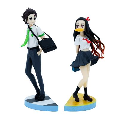 China New Arrivals Demon Slayer Figure Anime Figure Uniforms Nezuko Kamado Tanjirou PVC Material Model Action Toy Figures for sale