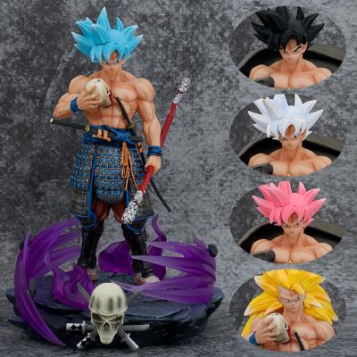 China Anime Eco-friendly Material Dragon Balls Z Goku With Three Model Heads Statue Action Numbers Die-Cut Toys for sale