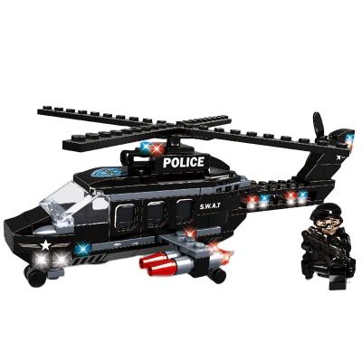 China Police Force Falcon Gunboat Helicopter Building Legoed Block Sets Eco-friendly Material Special Boys (542pcs) for sale