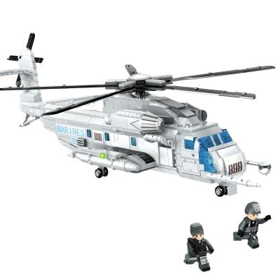 China Children's Day Christmas Gift Kids Boy CH-53E Transport Helicopter Model Small Brick Little Brick Eco-friendly Material Set for sale