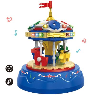 China 2023 OEM ODM Rotating Music Box Eco-friendly Material Carousel Toys Building Block Bricks Set For Kids Birthday Christmas Gifts Toy Home Decor for sale