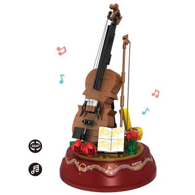 China Eco-Friendly Violin Music Box Building Block Diy Mini Building Block Toys 217pcs Material Set For Children for sale