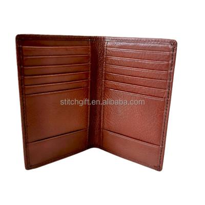 China Fashion Brown Genuine Leather Card Holder Card Case Organizer with Embossed Logo for sale