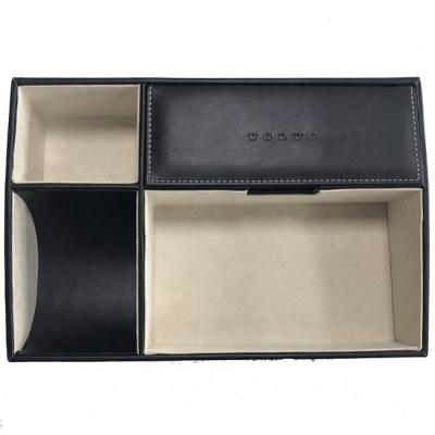 China Traditional Leather Desk Organizer PU Stationery Storage Box Desk Accessory Case for sale