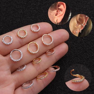 China CLASSIC Helix Daith Lobe Earring Ring Ear Piercing Jewelry 20G Circle Zircon CZ 8mm Nose Cartilage Earring for sale