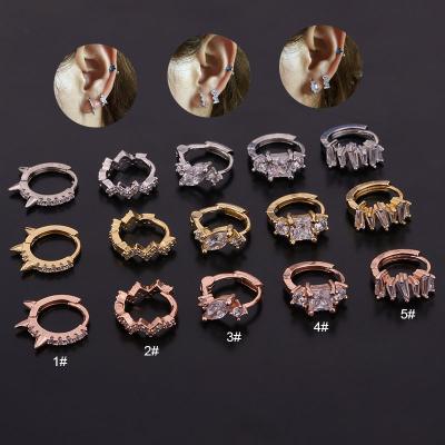 China New Fashion CLASSIC Gold Tragus Helix Cartilage Piercing Jewelry Spike Huggie Hoops Clicker Earring for sale