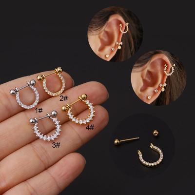 China CLASSIC Stainless Steel 20g Barbell With CZ Circle Ear Cartilage Earring Helix Daith Scam Stud Body Piercing Jewelry For Women for sale