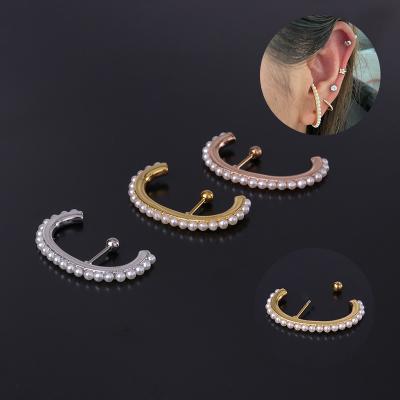 China New Arrival 20g (0.8mm) Stainless Steel Barbell Helix Tragus Upper Lobe Piercing Stud CLASSIC Single Bead Long Acrylic Bar for sale