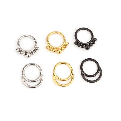 China 2021 CLASSICS New Arrive Fully 316L Stainless Steel Click Circle Hinged Segment Daith Helix Septum Nose Piercing Jewelry for sale