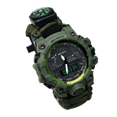 China Outdoor Sports Degree Survival Waterproof Watch, Thermograph Buck Paracord Watch Outdoor Tactical 50M Adjustable Analog Digital Display for sale