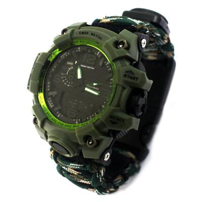 China Outdoor Sports Men Women Daily Using Outdoor Parachute Rope Wristband Watch, Digital Dual Display Automatic Analog Watch for sale