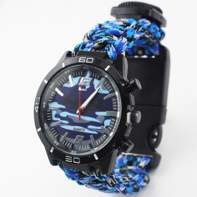 China New Style Paracord Survival Watch Wristwatch Custom Logo Emergence Camping Increasing Paracord Survival Watch for sale