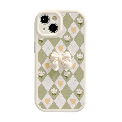 China Luxury Designer Girly Flower Pattern Shockproof Fashion With Bow Knot Soft Phone Case For Apple For iPhone 13 pro 12 XS max max for sale