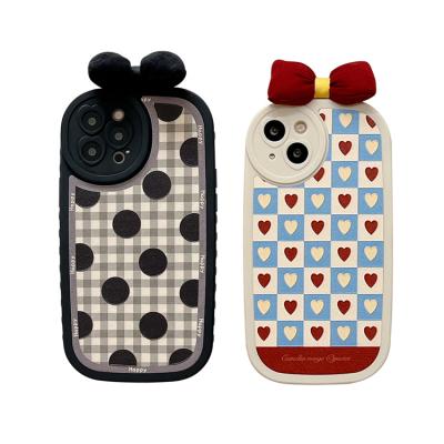 China 2022 Shockproof Luxury Heart Shockproof Dot Design Soft Phone Case with Bowknot for iPhone 13 pro 12 11 XS max max for sale