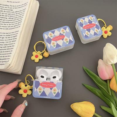 China Shockproof Cover Device For Airpods 2022 New Luxury Girly Flower Design IMD Case With Yellow Flower Keychain For Airpods 1 2 3 pro For Airpods 3 for sale