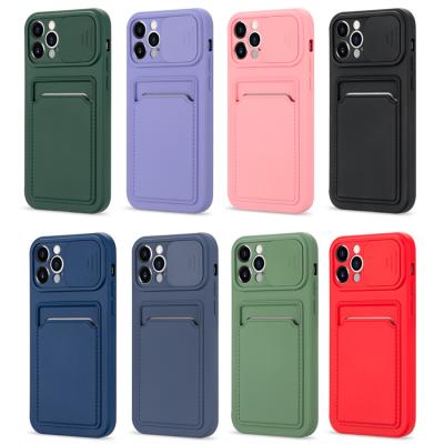 China High Quality Anti-fall Cover Stand Camera Protector Shockproof Soft Smartphone Phone Case With Card Holder For iPhone 13 12 11 pro max for sale